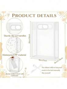 10 Transparent Frosted Plastic Gift Bags (With Ribbon/Ribbon Length Of 40cm). Equipped With A 40 Centimeter Long Thread That Requires Manual Sewing. Reusable Transparent Gift Bag, Wrap Around Gift Bag (With Tie) Including Ribbon. Suitable For Gift Givers. (One Ribbon Per Bag)