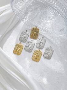 1pc/Pack 304 Stainless Steel Zodiac Snake-Shaped Tag With Zirconia Stone Inlay, Accessory