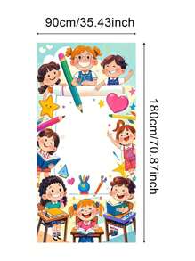 1 pieza Cortina de entrada con tema de vuelta al colegio - Texto personalizable, tela de poliéster, área central en blanco para bendiciones o nombres escritos a mano, adecuada para puertas principales y fondos fotográficos, pancarta decorativa para el hogar/escuela, fiestas de cumpleaños, eventos escolares, multifuncional, duradera, ornamental, reutilizable, exquisita, elegante, de alta calidad, colorida, moderna, personalizada, única, regalo ideal para él, regalo ideal para ella, novio, papá, novia, mamá, familia, amigos, salón de té, hogar, jardín, oficina, para aniversarios, para el Día de San Valentín, para el Día de la Madre, para cumpleaños, para el Día del Padre, para graduaciones, para bodas, para inauguración de casa