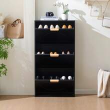 Shoe Rack Narrow With 3 Flaps, Shoe Cabinet, Shoe Cabinet White Shoe Chest For Hallway Living Room, Black, Dimensions: 60 X 24 X 114 Cm