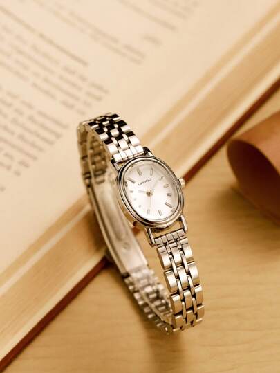 LI Pc Removable Stainless Steel Strap, Vintage, Mini Oval Ladies Quartz Watch, Zilver Case,Perfect Everyday Wear, Birthday s, Parties, Holiday Gatherings, As The Ideal Yourself Or Friends view 4