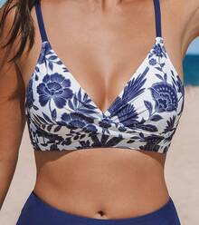 Women's Bikini Top Bathing Suit V Neck Adjustable Spaghetti Straps Twist Front - 白色 - 查看 4