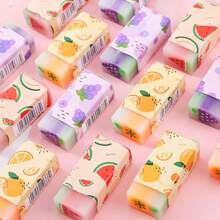 1 pieza Borradores con diseño de frutas, borradores suaves con temática de frutas, borradores mini lindos con patrones, borrables para marcas de lápiz, adecuados para útiles escolares y regalos navideños (color y estilo aleatorios), útiles escolares, de vuelta a clases
