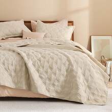 Size Quilt Bedding Set Teal - Full Lightweight Comforter Bedspreads & Coverlets Turquoise - Bedding Cover Bed Decor All Season - 3 Pieces (1 Quilt, 2 Pillowcases) - 16 - 燕麥片 - 查看 1