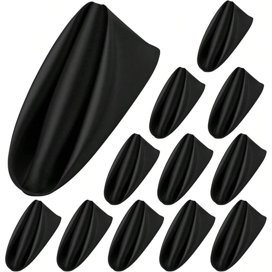 New-2025 12 Piec Satin Napkins Soft Dinner Napkins Square Table Napkins 17 X 17 Inch For Rtaurant Weddings Party Dinner Dration (Black) - Black 17 x 17 inch - View 1