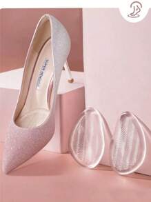 1 Paio di sottopiedi in silicone lavabili per donna, con mezza palma, antiscivolo, ammortizzanti e traspiranti, indispensabili per tacchi alti estivi delle donne, alleviano il dolore e riducono la taglia delle scarpe