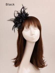 1 Stück Blumen-Haarband Fascinator Hut Tea Party Kopfbedeckung mit Federn Derby Hochzeit Fascinator auf Haarband für Mädchen und Frauen