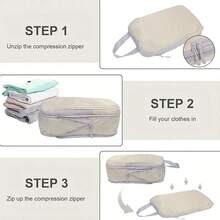 4pcs Large Capacity Travel Organizer Bags, Portable Packing Cubes For Clothes, Pants, Shoes, Socks, Suitcase Storage Organizer,Boho Vibess - Beige - View 6