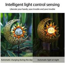 NetHong LED Solar Power Moon Sun Flame Sta.Ke Lights Outdoor Garden Path Luminous Decor - Copper a - View 7