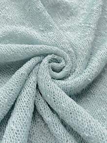 女士宽松落肩休闲沙滩罩衫，夏季 - 淺藍色 - 查看 6