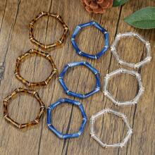 3pcs/Set Bohemian Multicolor Acrylic Leopard Print Bamboo Bracelets For Women Wedding Jewelry Party Charm Layer Beaded Bangles