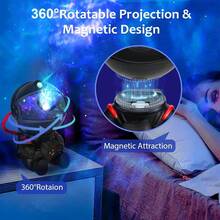 Astronaut Embraces The Stars As A Galaxy Night Light With 8 Modes, Remote Control And 360" Rotation Function - USB Powered LED Star Projector For Bedroom Decoration, Game Room, Home Theater Ceiling - Perfect For Christmas And Halloween - Black - View 3