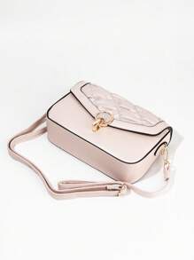 Bolsa Feminina Elegante Minimalista, Moda Bolsa a Tiracolo Acolchoada de PU com Bordado, Adequada para Compras, Transporte e Presentes