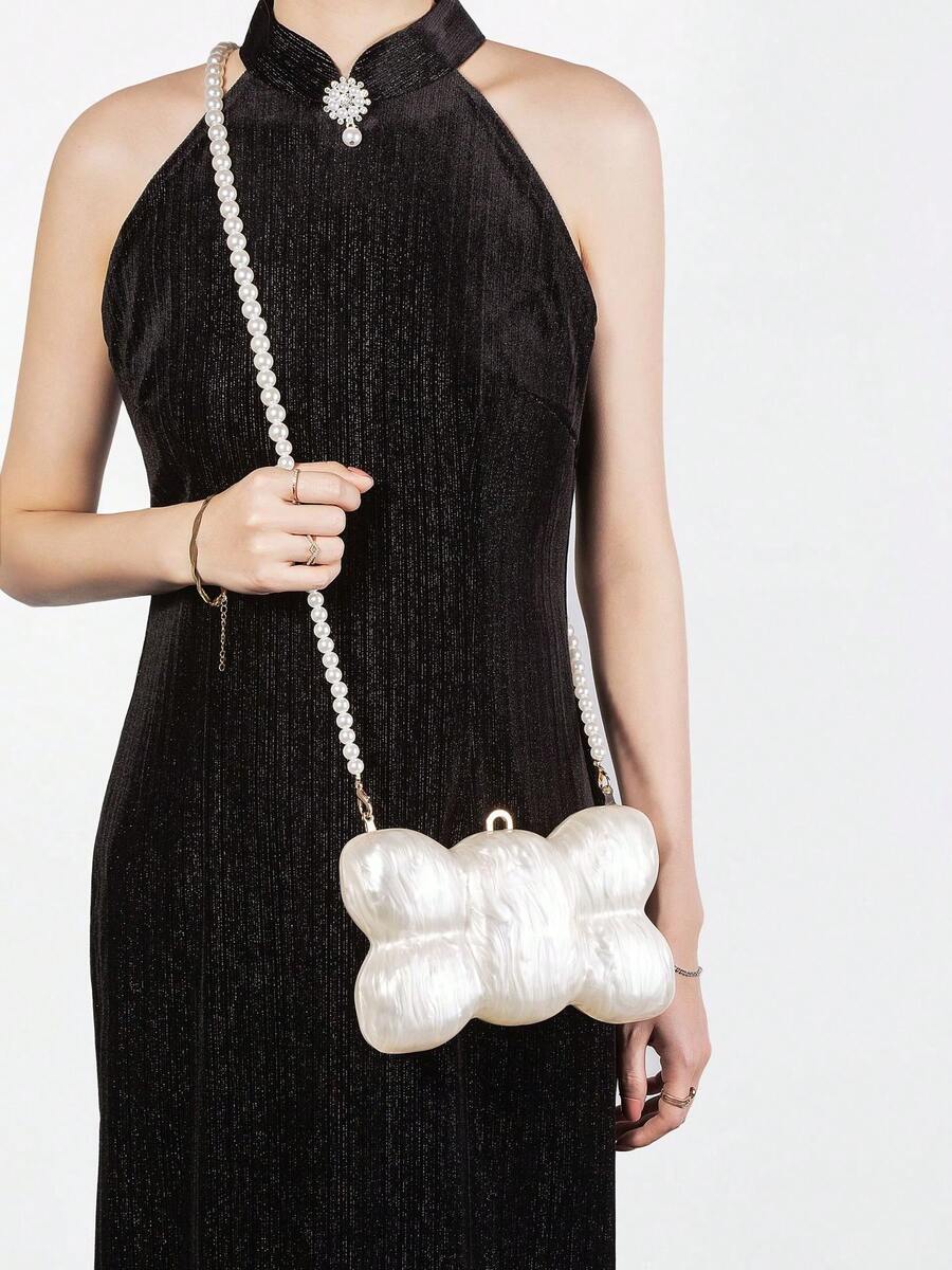 2025 Women New Single Shoulder Messenger Bag Special Shaped Acrylic Bag Fashion Wedding Dinner Clutch Bag - 蝴蝶結 - 查看 1
