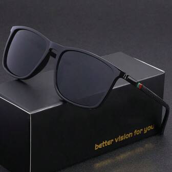 1 pièce Lunettes de soleil polarisées mode sport pour hommes, monture carrée légère et confortable pour lunettes de loisir. Choix de cadeau idéal pour un look d'école et préparatoire