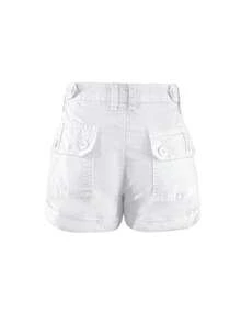 休闲百搭通勤纯色低腰短裤 - 白色 - 查看 7