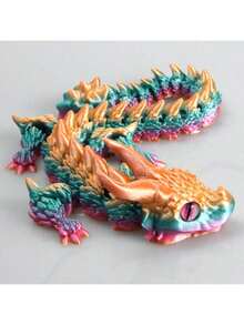 1个3D打印可动关节龙形减压玩具，酷炫关节龙形礼物，可爱3D打印动物龙形减压玩具，3D打印龙形装饰品 - 彩色 - 查看 7