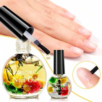 LIMEGIRL Aceite de cutículas con flor seca - Aceite revitalizador de cutículas para uñas, hidratante, ablandador de cutículas para uñas, humectante de uñas, fortalecedor de uñas