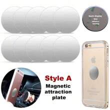 10 piezas de placas metálicas magnéticas negras y plateadas, discos metálicos redondos ultrafinos con adhesivo para fundas de teléfono creativas y soportes de teléfono para automóvil, no magnéticos