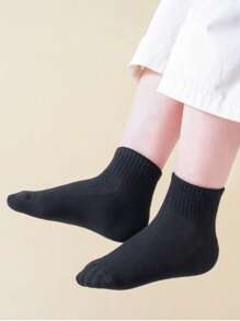 5 Pairs Cotton 100% Kids Socks, Black & White Striped Mid-Calf Socks For Boys & Girls, All Seasons