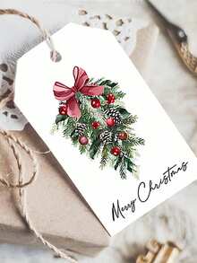 20 sztuk etykiet na prezenty w kształcie szyszek sosnowych na Boże Narodzenie - z 5-metrowym sznurkiem jutowym, wielosceniczne etykiety na szyszki sosnowe i kokardy - wiszące etykiety dekoracyjne na święta, dekoracja do pakowania prezentów i kart dekoracyjnych do pudełek | Idealne na święta Bożego Narodzenia, noworoczną dekorację prezentów