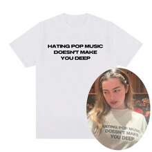 COOL SUMMER Charlis Xcxs Hating Pop Music Doesn't Make You Deep Same Style T Shirt Men Women Fashion Harajuku T-Shirt Casual T-Shirts Graphic - 白色 - 查看 1