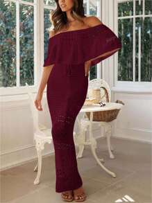 Vestito lungo elegante da donna, con spalline scoperte, allacciatura e coulisse, ideale per spiaggia, vacanze, occasioni casual, colore unico, adatto anche per Pasqua, crociera, estate