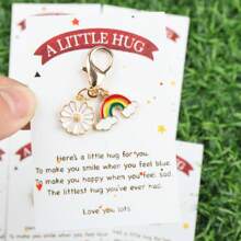 6 Stück/Set Süße regenbogenfarbene Gänseblümchen Schlüsselanhänger Set, Taschen/Kleidungsdekoration Anhänger, Geschenke für Familie, Geburtstag, Hochzeitsfeier, Abschluss, Regenbogenfest