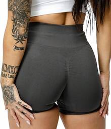 Gymreapers Seamless Workout Shorts High Waist Biker Shorts Women Athletic Gym Running Pilates Yoga Sport Short Halloween Christmas New Year - Flat Gray - View 4