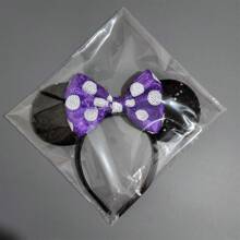 Disney 1pc New Disney Sequin Mickey Mouse Headband, Sequin Minnie Bow Hair Accessories, Holiday Party For Adults And Kids