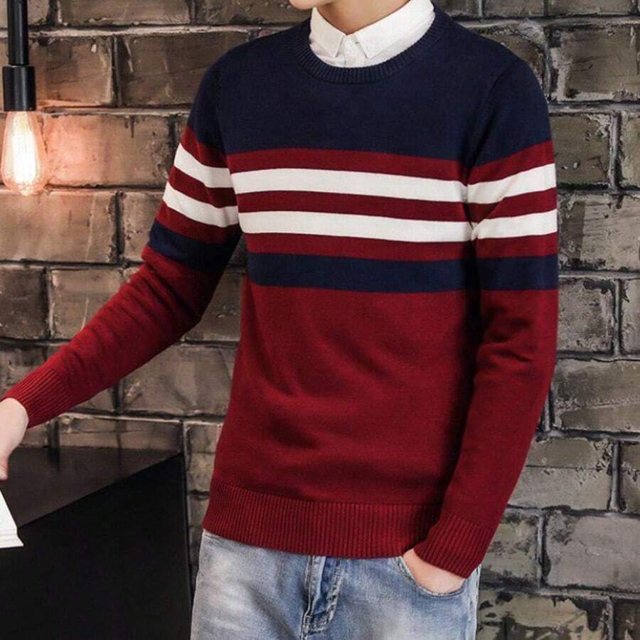 SUETER DE RAYAS PARA HOMBRE - Rojo - Ver 1