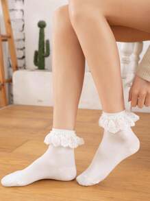Ruffle Trim Crew Socks