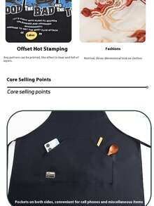 1 件全新防水厨房围裙，多用途口袋，可调节颈带，耐油耐用，适用于厨房、咖啡厅、烧烤、户外、木工等 - 彩色 - 查看 11