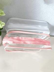 1pc Personalized Transparent Stationery Bag, Makeup Pouch, Travel Makeup Organizer, Great Gift For Bridesmaids, Summer Vacation, Holds Cosmetics, Snacks, Nail Care, Medication, Sunscreen, Hair Products,Multifunction Back To School,Multi-Functional,Ornamental,Letter,Stylish,Modern,Colorful,Cute,Adorable,Casual,Custom,Personalised,Unique,Customized,Ideal Gifts For Him,Ideal Gifts For Her