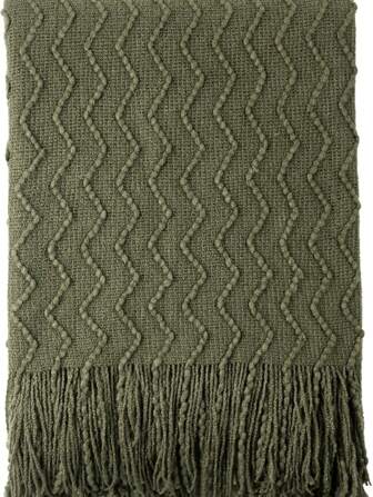 1 pieza Manta estilo bohemio, manta ligera, manta decorativa de punto suave de unicolor para uso en interiores, uso diario, Ramadán, Acción de Gracias, Navidad