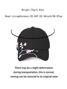 1pc Flower Embroidered Baseball Cap, Washable Adjustable Hat, Fashion Breathable Versatile Outdoor Sun Visor, Great Gift For Holidays
