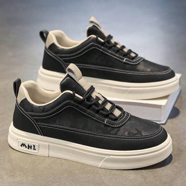 Zapatos de skateboard para hombres, cómodos tenis casuales con cordones antideslizantes para actividades al aire libre de hombres, zapatos de correr cerrados para chicos