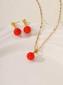 Conjunto de 3 Peças de Joias Minimalistas na Moda Versátil para Transporte, Colar, Gargantilha e Brincos de Pérola Falsa para Mulheres