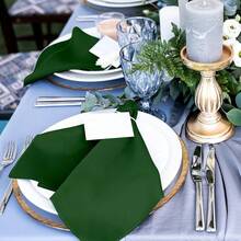 New-2025  12 Piec Satin Napkins Soft Dinner Napkins Square Table Napkins 17 X 17 Inch For Rtaurant Weddings Party Dinner Dration(Fort Green) - 綠堡 17 x 17 英寸 - 查看 5