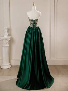 Rolarold 新年高贵奢华露肩蕾丝贴花宫廷风A字舞会礼服，优雅正式晚宴舞会礼服，适合毕业典礼、晚宴、婚礼宾客穿着