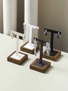 1pc Walnut Wood Earring Display Rack, Jewelry Storage Organizer & Photo Prop For Women Storage Organizer Travel Essentials Back To School Dormitory Storage Fall Decor