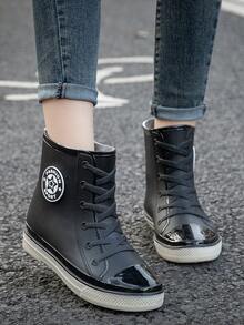 1 Pair Women's Short PVC Rain Boots, Suitable For Kitchen, Car Washing, Gardening, Outdoor Use - Black - View 2