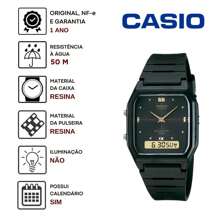 Casio Relógio de Pulso Casio Feminino Anadigi Standard Preto Quadrado Alarme Cronômetro Prova d água Médio Casual Preto AW-48HE-1AVDF