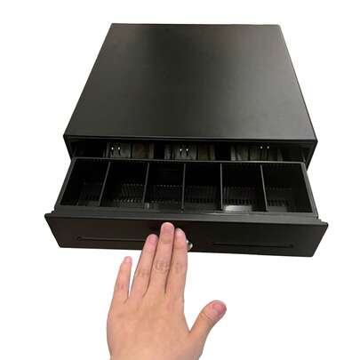 NUSRATS 手動式 キャッシュドロア W330×D355×H104mm ワンプッシュでオープン キャッシュドロアー 紙幣3種 硬貨6種 黒い