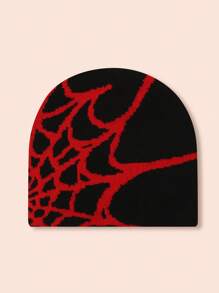 1pc Y2K Street Style Spider Web Knit Beanie Hat For Kids, Graphic Design, Suitable For Outdoor Activities In Autumn And Winter For Warmth