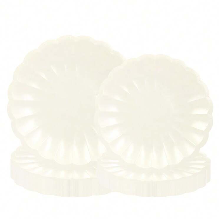 10pcs/20pcs/50pcs Cream Scalloped Paper Plates Shell Edge Disposable Dinner Plates Disposable Paper Party Plates For Cake Dessert For Birthday Wedding Bridal Shower Party Decorations - Beige - View 5