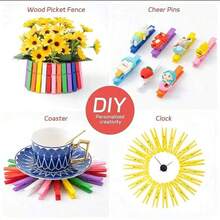20/100/200/300 个彩色木制迷你夹子、可重复使用的 DIY 工艺品夹子、相片夹、衣夹、家居收纳木制夹子，适用于艺术和工艺品（1 英寸，2.5 厘米） - 彩色 - 查看 7