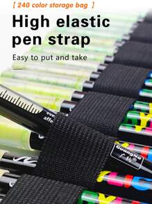 Guangna 1 Set de 240 Colores Nuevos Bolsa de Almacenamiento Estilo Marcadores de Pintura Acrílica de Fieltro, Colores Ricos, Páginas de Colorear Claras, Almacenamiento Clasificado, Claro de un Vistazo, Bolsa de Almacenamiento de PU + Material de Tela Oxford Gruesa y Elástica, Se Puede Llevar en un Hombro y Ambos Hombros, Adecuado para Pintar, Útiles Escolares, Vuelta al Colegio