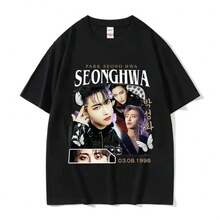Fashion-South Korea Ateezs MINGI Graphic T-Shirt Men's Hip Hop Retro Fashion Short Sleeve T-Shirt Casual Cotton T-Shirt Streetwear - màu đen - Xem 1