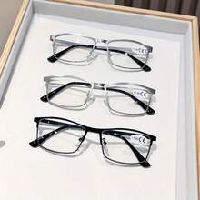 Stainless Steel Full Frame Reading Glasses For Men & Women - Business Style, Allergy-Free, Radiation Protection, Prescription +1.0 To +4.0, Sleek Modern Design - White - View 2